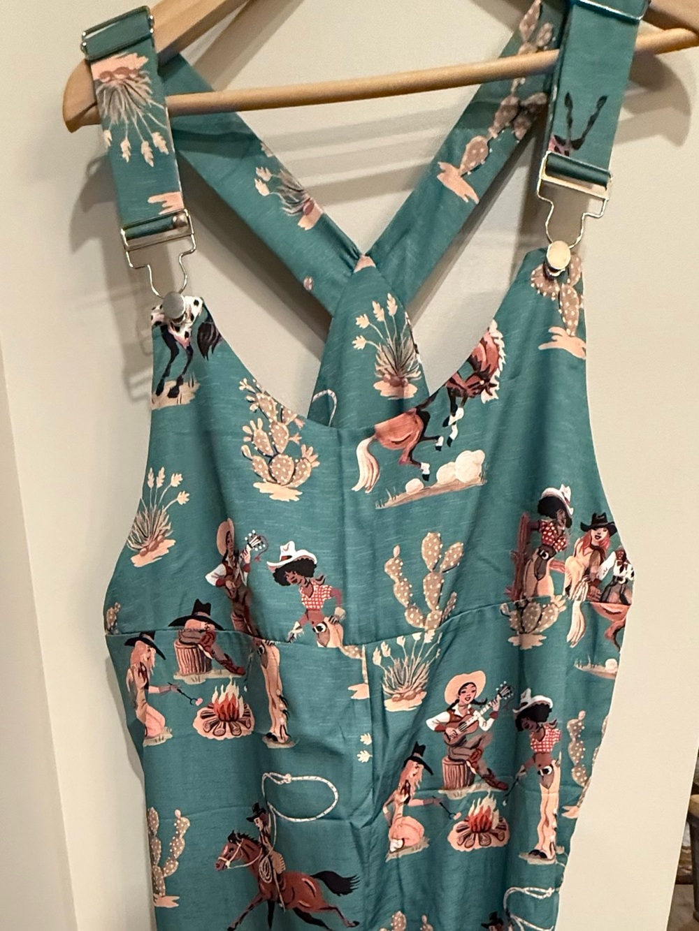 Source Unknown Teal Western Print Jumpsuit - Picture 8 of 11
